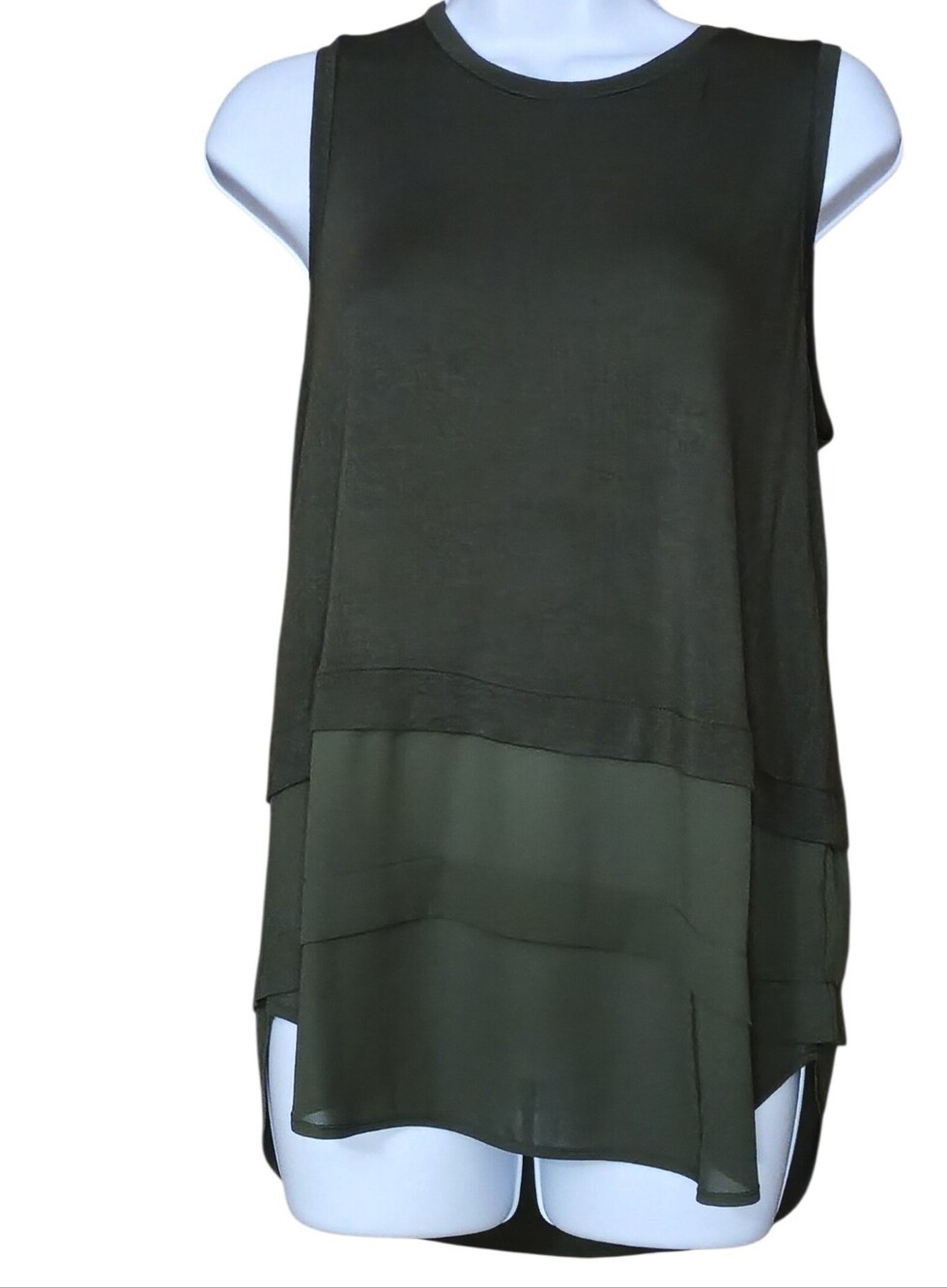 #288 MICHAEL Michael Kors Olive Green Layered Sleeveless Tank